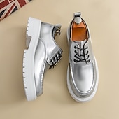 economico Scarpe Oxford-scarpe oxford nere lucide da uomo – scarpe eleganti stringate in vernice con suola spessa per feste serali, moda gotica, concerti e occasioni speciali