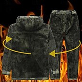 billiga Fleece &amp; 3 i 1-jackor-Herr Vandringsjacka Fleece-jacka Pufferjacka Termiskt set Bomull Vinter Utomhus Kamouflage Håller värmen Vindtät Överdelar Svart Grön