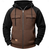 abordables Sudadera Táctica-Hombre Sudadera Sudadera con capucha y cremallera completa Sudadera con capucha y diseño de gofres Sudadera táctica con capucha Táctico Verde Ejército Azul Marino Marrón Caqui Gris Con Capucha Plano