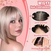 رخيصةأون باروكات الحفلات-باروكة شعر أشقر رمادي قصير للنساء ذوات البشرة البيضاء، باروكة شعر صناعية بروتينية بطول 12 بوصة، مقاومة للحرارة، مظهر طبيعي، شعر مستعار خفيف الوزن للاستخدام اليومي