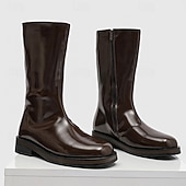 お買い得  乗馬ブーツ-メンズブラウンフェイクレザーミッドカーフブーツ - 洗練されたジッパーデザイン、クラシックなレトロスタイル、ビジネス、フォーマルなイベント、カジュアルウェアに快適なフィット感