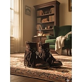 levne Cowboy &amp; Western Boots-dámské boho třásňové kotníkové boty s kouzlem lapače snů, ideální na festivalové nošení i běžné outfity