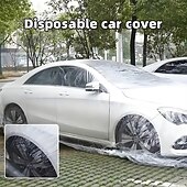 abordables Lonas para coche-Funda universal transparente para coche, con película de PE resistente y resistente al polvo. &amp;Protección UV, resistente a arañazos, transparente, cobertura total para protección contra todo tipo de