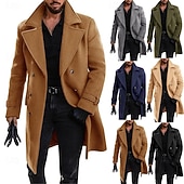 levne Pánský trenčkot-Muži Kabát Peacoat Dlouhý trenčkot Trenčkot Obchod Ležérní Podzim Zima Polyester Svrchní oděvy Oblečení Klasické Formální Bez vzoru Klasické klopy