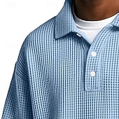 Herre Vaffel poloskjorter Golf skjorte Sport & Utendørs Avslappet Knaphul Langermet Gatemote Kul عادي Klassisk Stil Med Tekstur Høst Vår & Vinter Normal Aprikos Hvit Lysegrønn Militærgrønn Rød Navyblå billige Klassisk poloskjorte for menn-Herre Vaffel poloskjorter Golf skjorte Sport & Utendørs Avslappet Knaphul Langermet Gatemote Kul عادي Klassisk Stil Med Tekstur Høst Vår & Vinter Normal Aprikos Hvit Lysegrønn Militærgrønn Rød Navyblå