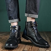 abordables Bottes de travail-Bottines à lacets marron robustes pour hommes avec col rembourré, style vêtements de travail d&#039;extérieur durables pour la randonnée, la construction et les vêtements de ville décontractés