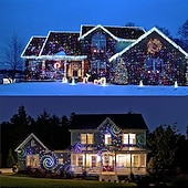 abordables Luces de Navidad-Miniproyector de luces láser RGB para jardín con 32 patrones, ideal para Navidad, fiestas de cumpleaños y exteriores.