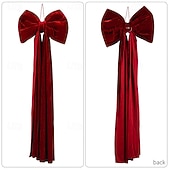 cheap Bows &amp; Ribbons-Christmas Extra Large Velvet Bows Christmas Tree Topper Burgundy Holiday Decoration Hanging Ornament for Xmas Tree, Festive Bow for Home Party Decor