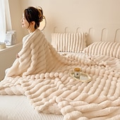 baratos Cobertores &amp; Mantas-cobertor de flanela grosso com veludo de coelho, cobertor macio e quente de alta g/m² para sofá, cama, escritório, cobertor de inverno multiuso