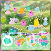 Χαμηλού Κόστους Γλυπτά-μίνι ζώα ρητίνης που φωσφορίζουν στο σκοτάδι, τσάντα μυστηρίου 50/100/200 τεμαχίων με μικροσκοπικές πάπιες, κουνέλια, γάτες, χελώνες και άλλα, χειροτεχνίες DIY, κήπος με νεράιδες, διακόσμηση σπιτιού,