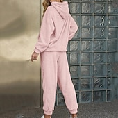 رخيصةأون بدلات رياضية-نسائي بدلة رياضية من قطعتين هودي صالة مجموعات بدلات رياضية لون سادة أطقم ملابس رياضية خريف &amp; شتاء أسود أبيض الصالة الرياضية الخارج ركض كم طويل رياضة ألبسة رياضية مرن نسبياً عادي