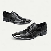 baratos Sapatos Sociais Elementares-Sapatos sociais masculinos de couro legítimo bordô com estampa de cobra e cadarço e biqueira de metal – sapatos da moda para banquetes e coquetéis