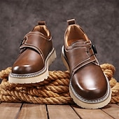 baratos Sapatos Casuais Slip-On-sapatos de trabalho casuais marrons masculinos – sola antiderrapante durável, fecho de trava fácil, design de cano baixo confortável para uso diário, escritório e atividades ao ar livre