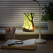 זול תאורה מקורה-מנורת סביבה בהשראת טבע יער מנורת שולחן סביבה ביער לקריאה עץ שרף צנצנת תאורת לד לסלון חדר שינה עיצוב משרד ביתי