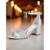 baratos cocktail-sandálias femininas de salto bloco de cetim roxo com tiras de strass - sapatos sociais elegantes e abertos para coquetéis e ocasiões formais