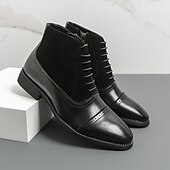 preiswerte Kleiderstiefel-Schwarze High-Top-Stiefel aus Kunstleder für Herren mit stilvollem Design und elastischen Seiten, perfekt für formelle Anlässe, die Arbeit und elegante Freizeitkleidung
