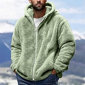 economico Felpa con cappuccio in pile-Per uomo Felpa con cappuccio Felpa con cappuccio a zip intera Giacca in Pile Nero Rosa Verde militare Blu marino Blu Reale Con Cappuccio Semplice Tasca Sport &amp; Outdoor Quotidiano Ferie Poliestere