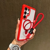 abordables Carcasas Samsung-teléfono Funda Para Samsung galaxia S25 Ultra Plus S25 Edge S24 Plus Funda Trasera con Soporte con cordón Antigolpes Retro TPU Acrílico
