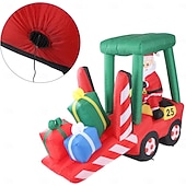 economico luci di Natale all&#039;aperto-Babbo Natale guida un carrello elevatore con striscia luminosa a LED, modello gonfiabile impermeabile, festa in giardino al chiuso e all&#039;aperto, decorazioni luminose per l&#039;atmosfera festiva, spina