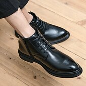 abordables Bottes de Costume-Bottes à lacets en similicuir marron pour hommes avec une silhouette moderne et élégante, idéales pour les environnements professionnels, les événements formels et les occasions décontractées élégantes