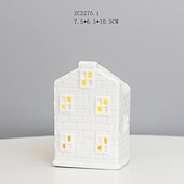 abordables 123496-Veilleuse LED électronique creuse en céramique blanche pour Noël, luminaire décoratif d&#039;intérieur, idéal pour un salon, une chambre à coucher, une cuisine, un bureau ou un bureau, avec 3 piles LR44