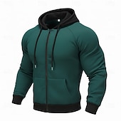 cheap Basic Hoodies-Men's Full Zip Hoodie Zip Up Hoodie Fuzzy Sherpa Fleece Hoodie Black Red Green Light Grey Dark Gray Hooded Plain Zip Up Zipper Pocket Sports &amp; Outdoor Daily Weekend Polyester Vintage Cool Casual Fall