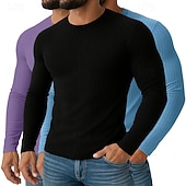 Ανδρικά Μπλουζάκι Μυϊκό πουκάμισο Πλεκτό μπλουζάκι με ραβδώσεις Μπλουζάκι μπλουζάκι Μακρυμάνικο Στρογγυλή Ψηλή Λαιμόκοψη Άνοιξη Φθινόπωρο Όλες οι εποχές Σκέτο Με Υφή Pit Strip Χαμηλού Κόστους Πλεκτό μπλουζάκι με ραβδώσεις-Ανδρικά Μπλουζάκι Μυϊκό πουκάμισο Πλεκτό μπλουζάκι με ραβδώσεις Μπλουζάκι μπλουζάκι Μακρυμάνικο Στρογγυλή Ψηλή Λαιμόκοψη Άνοιξη Φθινόπωρο Όλες οι εποχές Σκέτο Με Υφή Pit Strip