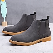 economico Stivali Chelsea-stivaletti chelsea da uomo in pelle scamosciata marrone con pannelli laterali elastici: eleganti stivaletti alla caviglia per abbigliamento casual, smart-casual e da ufficio