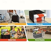 halpa Keittiövälineet ja -laitteet-Erittäin suuri uudelleenkäytettävä eristetty kylmälaukku – elintarvikelaatuinen, kestävä musta lämpölaukku heijastavalla eristyksellä, täydellinen retkeilyyn, piknikille ja ulkoiluun &amp;lomalahjat