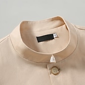 economico Giubbotti Casual-Per uomo Giacca di lino Formale Casa Bottoni Minimalista Primavera &amp; Autunno Autunno Tutte le stagioni Tinta unica Attivo Vintage Colletto a Camicia Regolare Blu marino Verde Cachi Azzurro Giacca