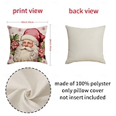 cheap Christmas Bedding-Pink Reindeer Christmas Pillow Covers, Linen Letter Print Decorative Throw Cushions, Festive Sofa &amp; Living Room Accent Pillows