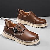 baratos Sapatos Casuais Slip-On-sapatos de trabalho casuais marrons masculinos – sola antiderrapante durável, fecho de trava fácil, design de cano baixo confortável para uso diário, escritório e atividades ao ar livre