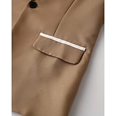 cheap Men&#039;s Classic Blazers-Men&#039;s Blazer Suits Business Cocktail Party Wedding Party 2 Piece Fashion Casual Spring &amp;  Fall Polyester Color Block Plain Pocket Buttons Comfortable Single Breasted Blazer Apricot