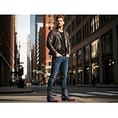 economico Stivali da cowboy e occidentali-Per uomo Da donna Stivali Stivali da Cowboy Ricamo Retrò Scarpe in pelle Camminata Punk Vintage All&#039;aperto Quotidiano Pelle PU Confortevole Stivaletti Slip-on Nero Blu Arancione Estate Primavera