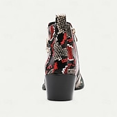 メンズの赤と黒のヘビ柄レザーブーツ - 結婚式、ギャツビーパーティー、イブニングドレスに最適な、メタルキャップ付きのエキゾチックな尖ったつま先アンクルブーツ お買い得  プレミアムレザーブーツ-メンズの赤と黒のヘビ柄レザーブーツ - 結婚式、ギャツビーパーティー、イブニングドレスに最適な、メタルキャップ付きのエキゾチックな尖ったつま先アンクルブーツ