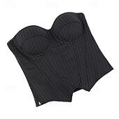 Недорогие Корсеты-Жен. Корсет Корректирующее белье Утягивающее белье Корректирующее белье Сексуальный корсет На каждый день Полоса Неровная кромка Открытая спина Отпуск Для улицы Свидание Без рукавов холодный прием