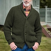 Pánské Svetr Cardigan Šaty svetr Masivní kardigan Oříznutý svetr Kabel Plést Standardní Tlačítko nahoru Bez vzoru Klopa Vinobraní protažení Ležérní Denní nošení Oblečení Klínové rukávy Podzim Zima levne pánský svetr cardigan-Pánské Svetr Cardigan Šaty svetr Masivní kardigan Oříznutý svetr Kabel Plést Standardní Tlačítko nahoru Bez vzoru Klopa Vinobraní protažení Ležérní Denní nošení Oblečení Klínové rukávy Podzim Zima