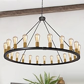 economico Modello a candelabro-lampadario a led nero su ruote 20-luce grande lampadario rustico rustico di campagna lampada industriale per sala da pranzo soggiorno cucina isola foyer corridoio