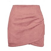preiswerte Formelle Röcke-Damen Rock A-Linie Elegant Mode Mini Hohe Taille Röcke Einfach Mikroelastisch Straße Date Schwarz Rosa Khaki Grau Frühling Velourleder