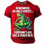 זול חולצות מצחיקות לגברים-בגדי ריקוד גברים צפרדע סלנג מצחיק חולצה קצרה שרוולים קצרים חולצה קצרה הדפסת תלת מימד צווארון עגול קצר חולצה אופנתי יומי רחוב יומי שחור אודם פול קיץ אביב ביגוד S M L XL XXL XXXL