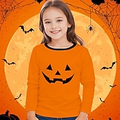 levne Dívčí halloweenské kostýmy-předvečer Všech svatých Dívčí 3D Komiks Tričko Košilky Dlouhý rukáv Jaro Podzim Módní Základní Děti 4-12 let Tričkový Venkovní Ležérní Denní Běžný