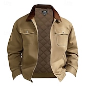 economico Giubbotti Cargo-Per uomo Giacca Cargo Giacca Casual Parka Vacanza Quotidiano Caldo Tasca Autunno Inverno Semplice Moda Classico Bavero Regolare Nero Blu marino Marrone Verde Cachi Giacca