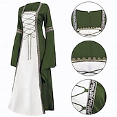 levne Šaty-Retro Středověké Renesanční Šaty Fancy kostým Viking Keltský rytíř Maškarní kostým Dámské Keltské předvečer Všech svatých Karneval Výkon LARP Ren Faire Dospělé Šaty