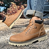 Недорогие Рабочие ботинки-Классические мужские рабочие ботинки для улицы – прочные ботинки на шнуровке с нескользящей подошвой и амортизирующей стелькой для строительства, сельского хозяйства и повседневной носки