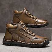 baratos Botas de cano curto-Botas de caminhada masculinas marrons com sola durável – calçados casuais versáteis para atividades ao ar livre, caminhadas e aventuras de fim de semana