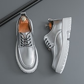 economico Scarpe Oxford-scarpe oxford nere lucide da uomo – scarpe eleganti stringate in vernice con suola spessa per feste serali, moda gotica, concerti e occasioni speciali