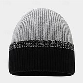 baratos Gorro-Homens Gorro Chapéus de inverno Gorros Conjunto de chapéu e luvas Gorro de inverno Caqui Cinzento Claro Fibras Acrilicas 3 Peças Tricotado Aconchegante Roupa Diária Para Noite Bloco de cor Quente