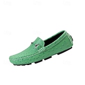 cheap Casual Loafers-Men's Yellow Ostrich Pattern Loafers with Metal Buckle, Casual Slip-On Driving Moccasins for Business, Summer Parties and Everyday Wear