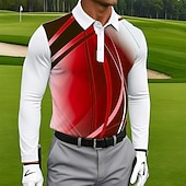 halpa Miesten golfpoolopaita-Miesten Geometrinen Golf Polo Pitkähihainen Poolopaidat Kauluskäänne Vapaa-aika ulko- Urheilu- ja treenivaatteet Arki-asut 3D-tulostus Napit Kevät Syksy Talvi Järven sininen Rubiini Sininen
