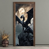 Недорогие Настенные гобелены-Гобеленовое покрытие для двери, наружные баннеры, дракон, 3D фэнтези, спальня, гостиная, общежитие, комната для подростков, украшения для студенческого общежития, фон для двери